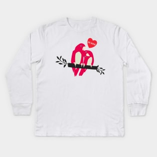 Be Mine Lovebirds Kids Long Sleeve T-Shirt